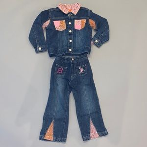 Bonjour kids denim jacket pants set size 3T